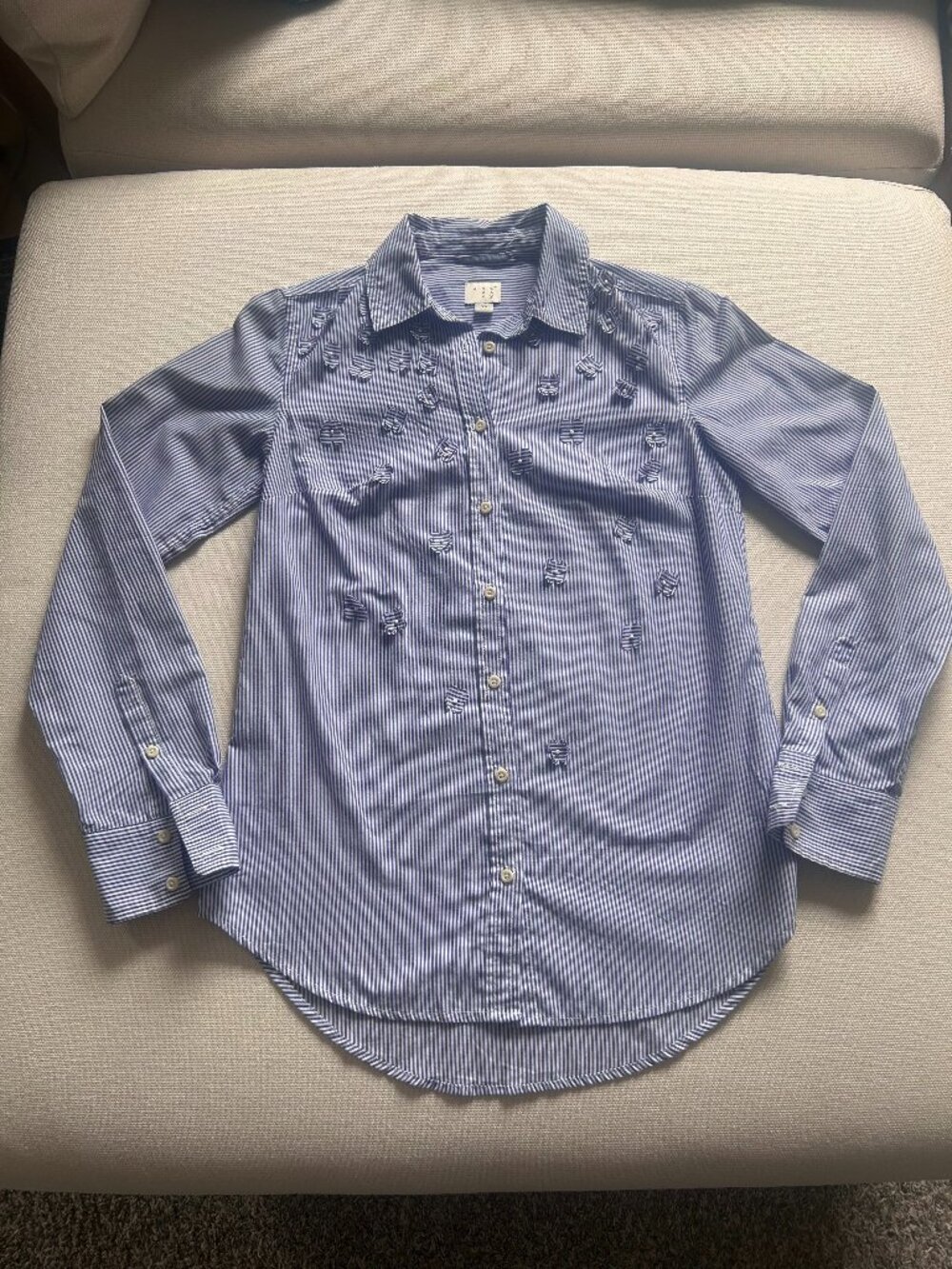 A New Day Blue and White Stripe Button Up Shirt